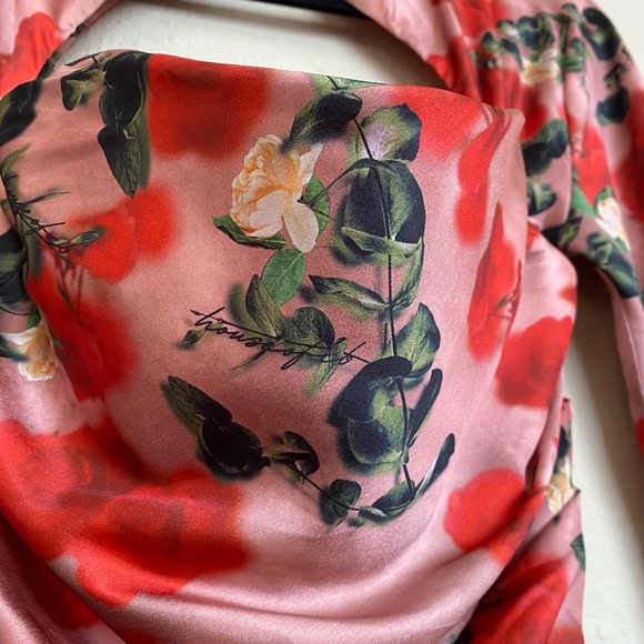 House of CB ‘Toira’ Satin Rose Print draped corset mini dress NWOT size M - Picture 6 of 16